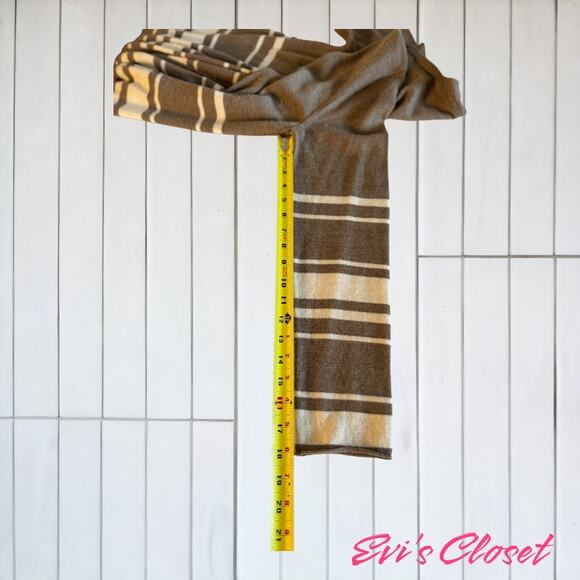 Tahari Long Cardigan 100% Extra Fine Merino Wool Size L Brown & Cream - Picture 5 of 7